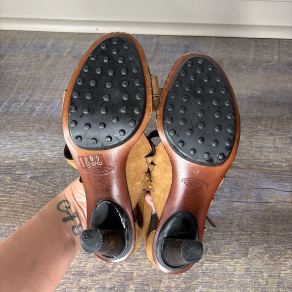 Tods Strappy Heels Leather Buckle Sandals Size 38.5 - Picture 9 of 10